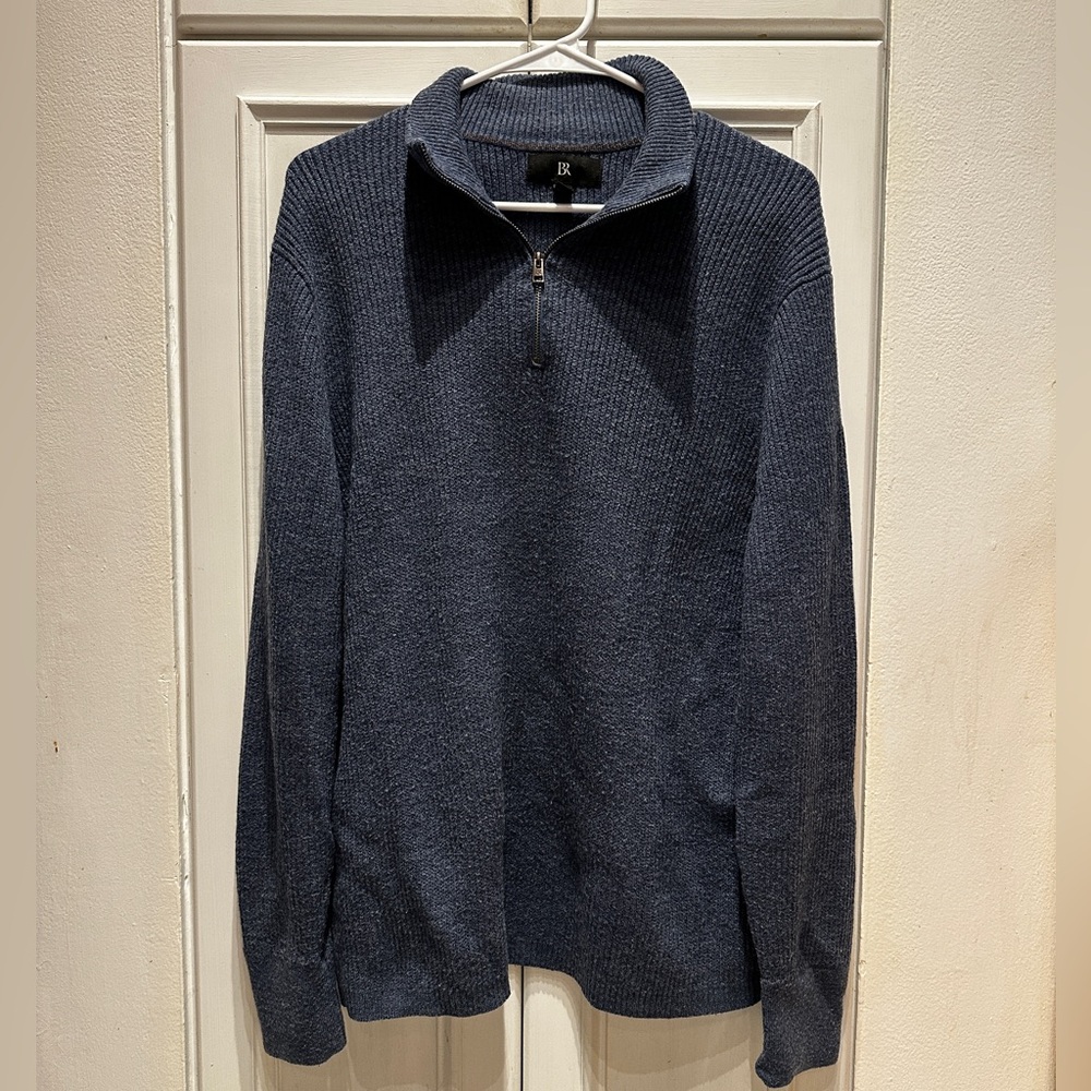 Blue Merino Wool Banana Republic Quarter Zip Mens Large